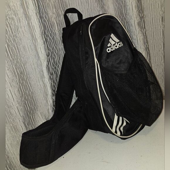 Adidas Vtg Spell Out Striped Load Spring Slingback Soccer Ball Holder Bag - Picture 3 of 14